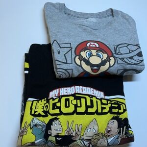 Lot of 2 Graphic T Shirts Mens M My Hero Academia/ Super Mario Bros‎